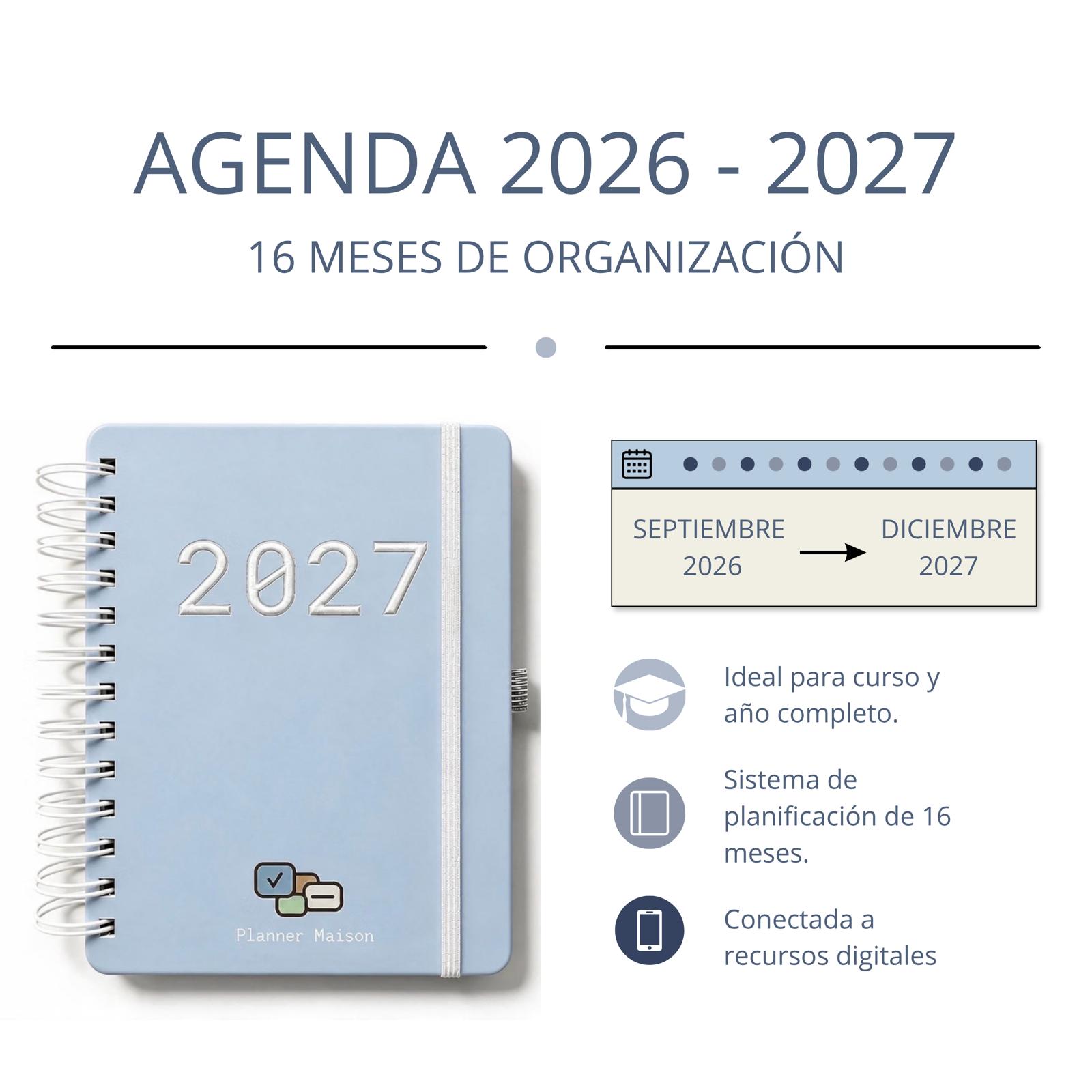 Agenda Planner Maison 2027 junto a un bolso en un campo de girasoles